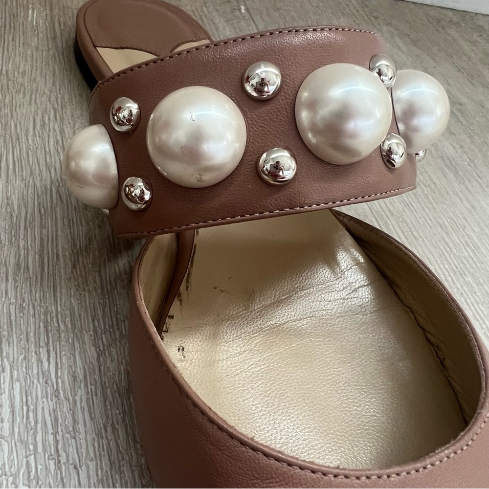 Jimmy Choo Blush Pink Pearl-Embellished Pointed Toe Flats - Picture 12 of 13